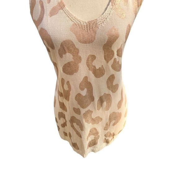 Amoli gold and cream animal print pointelle knit tank top size M/L - Picture 6 of 12